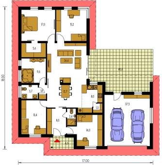 Mirror image | Floor plan of ground floor - BUNGALOW 126
